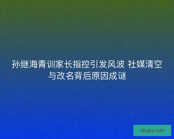 孙继海青训家长指控引发风波 社媒清空与改名背后原因成谜