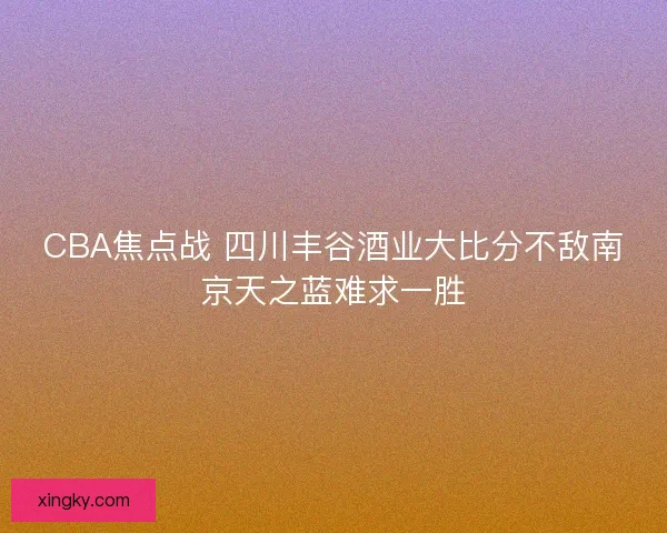 CBA焦点战 四川丰谷酒业大比分不敌南京天之蓝难求一胜