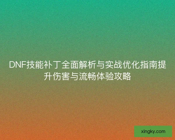 DNF技能补丁全面解析与实战优化指南提升伤害与流畅体验攻略